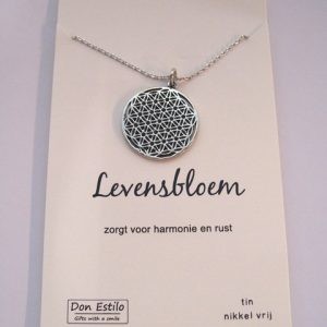 Levensbloem hanger aan ketting - tin
