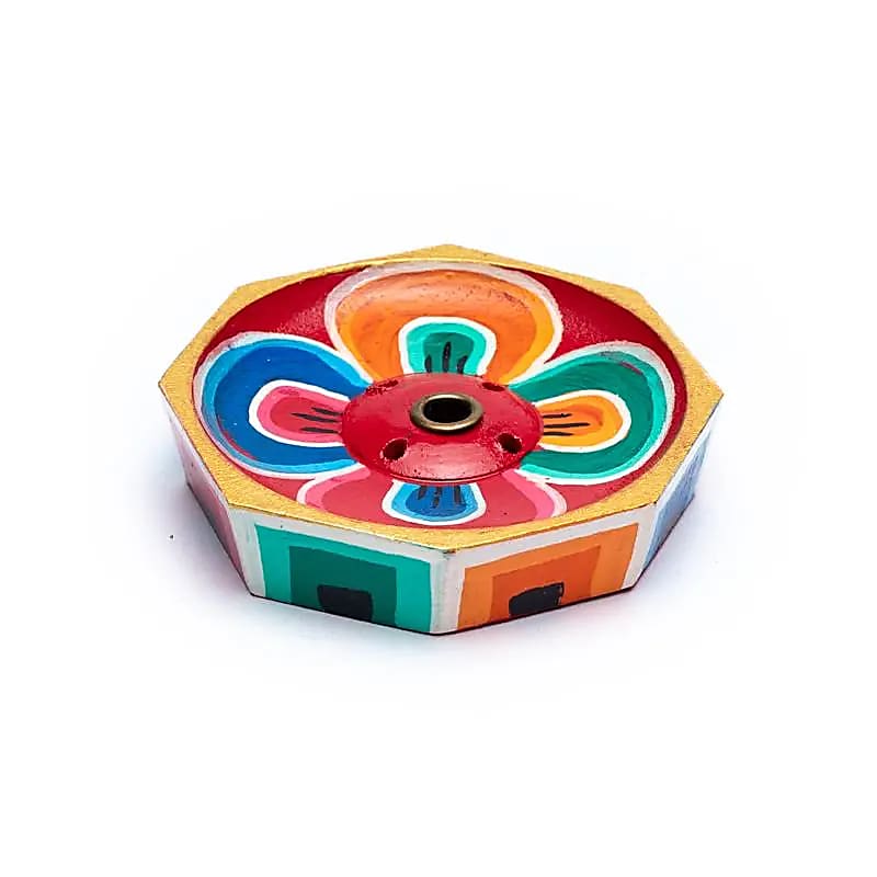 Wierookbrander Lotus gelakt hout kleiner -- 6 cm