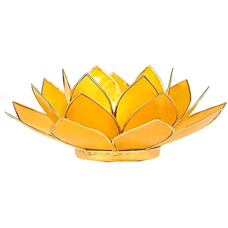(15) Lotus sfeerlicht geel 3e chakra goudrand -- 13.5 cm