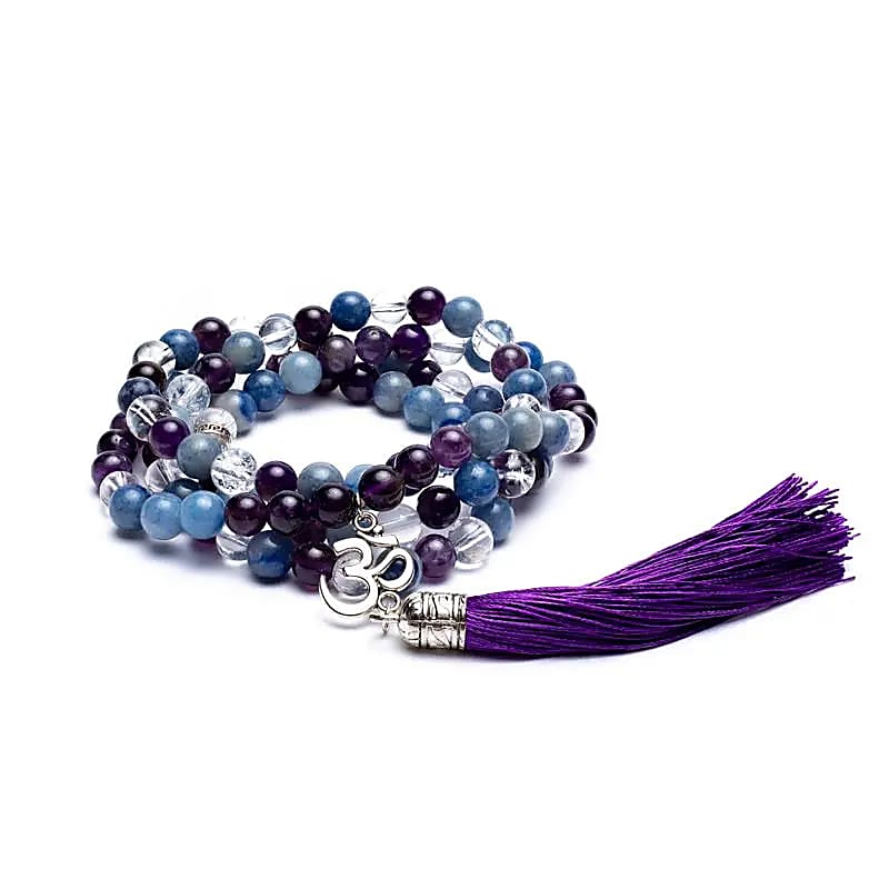 M50 Mala Amethist/Aventurijn/Bergkristal + Ohm