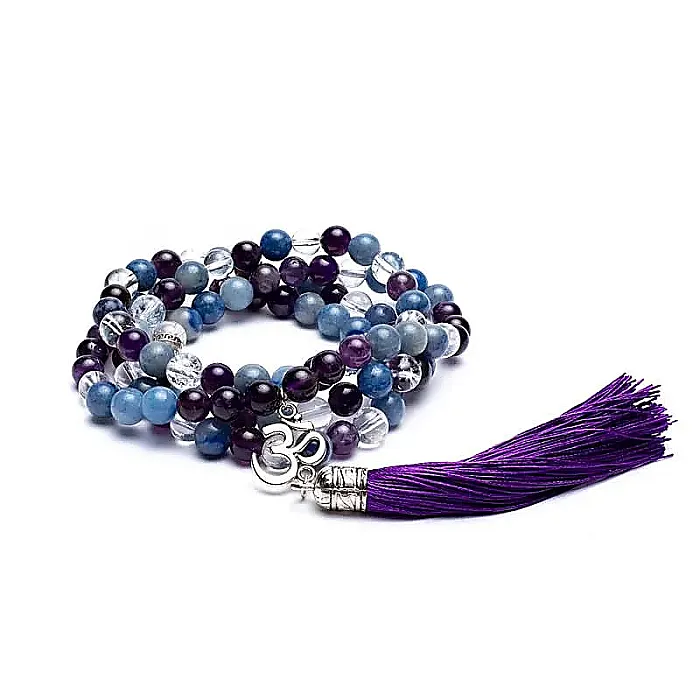 M50 Mala Amethist/Aventurijn/Bergkristal + Ohm