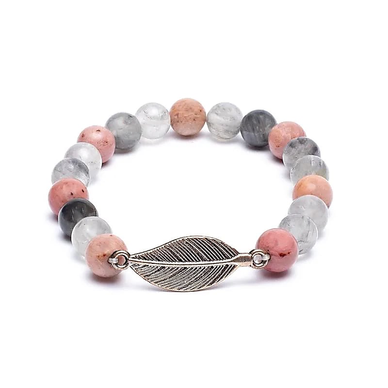 AB-S52 armband rhodoniet/ grijze kwarts