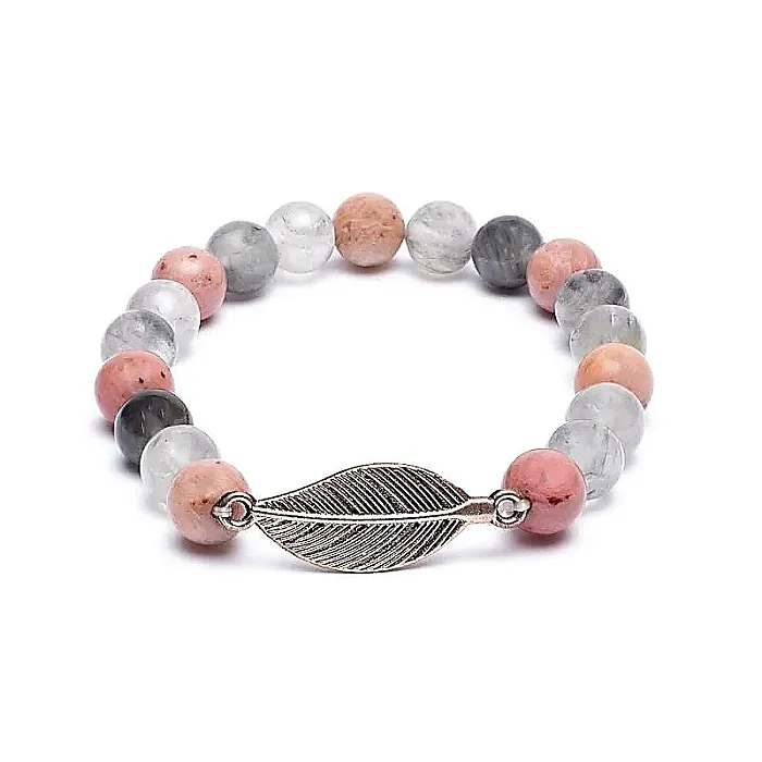 AB-S52 armband rhodoniet/ grijze kwarts