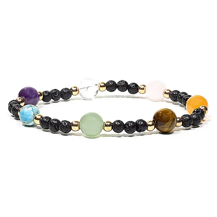 AB-S37 Armband Lavasteen  en edelsteentjes