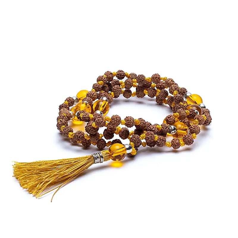 M35 mala rudraksha klein met citrien