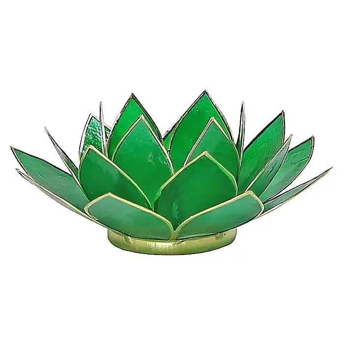 (9) Lotus sfeerlicht groen 4e chakra goudrand -- 13.5 cm