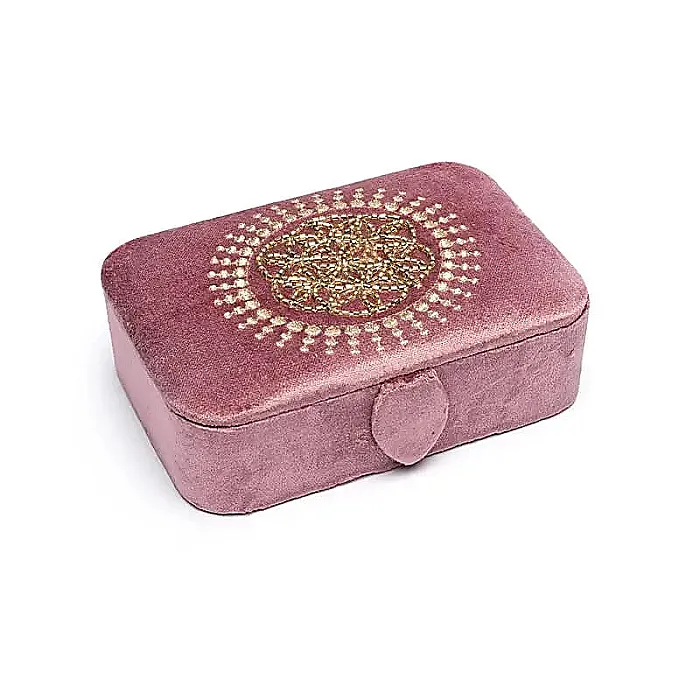 Sieraden / tarotdoos fluweel fluweel oudroze met Bloem des Levens