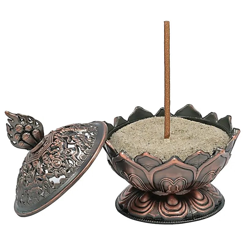 Wierookbrander Lotus koperkleurig -- 7.8x6.9x6.9 cm