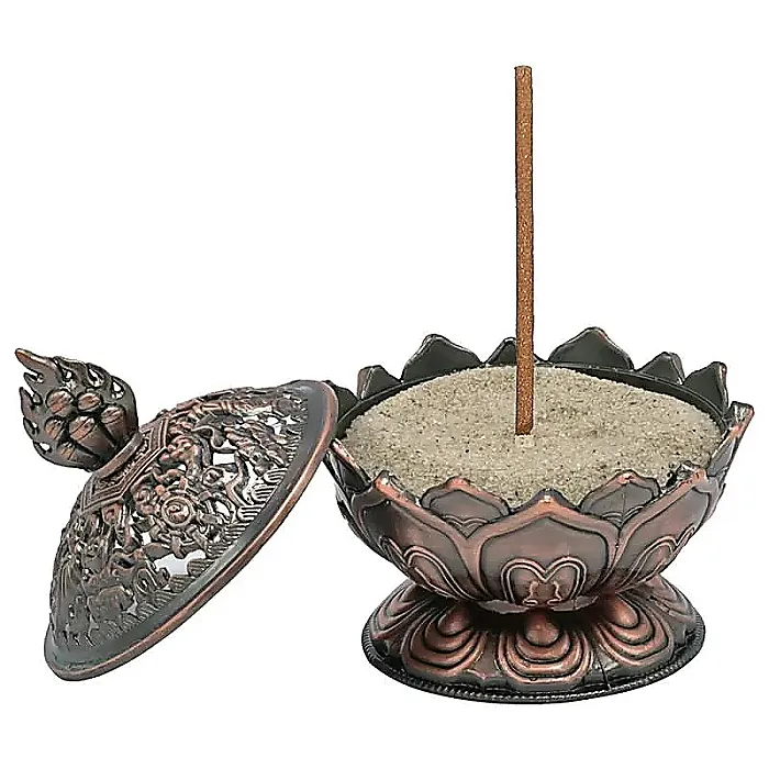 Wierookbrander Lotus koperkleurig -- 7.8x6.9x6.9 cm