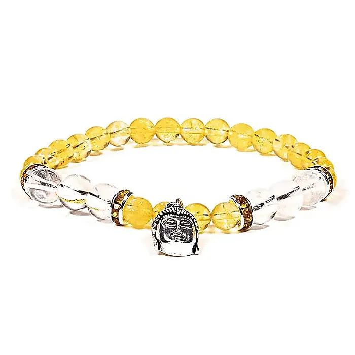 12607 AB-S49 Armband citrien/bergkristal met boeddha