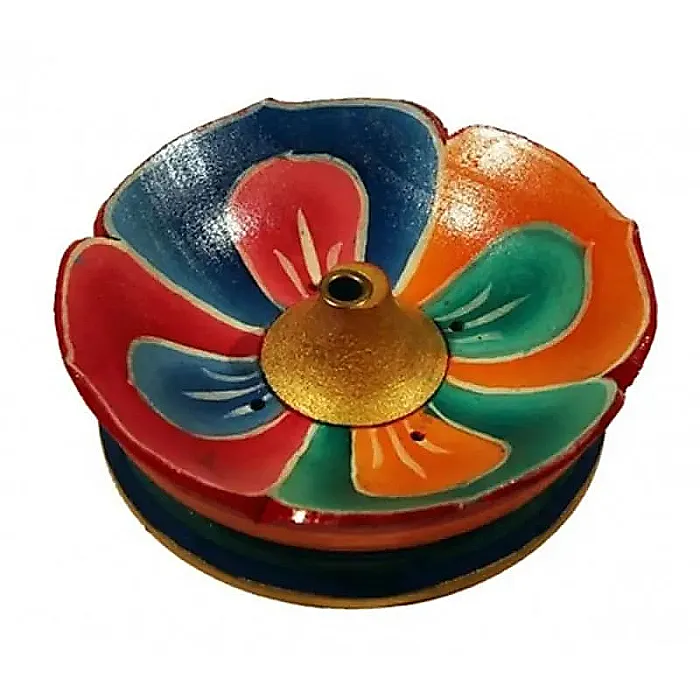 Wierookbrander Lotus gelakt hout -- 9 cm