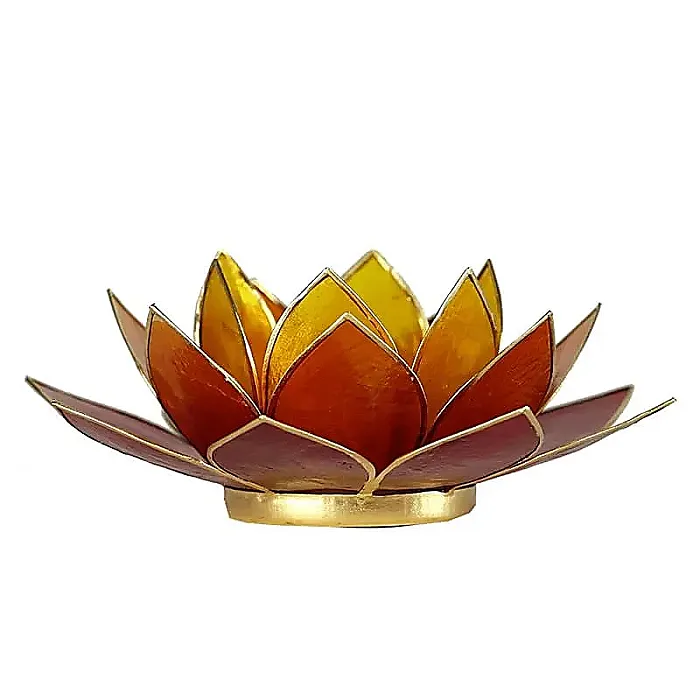Lotus sfeerlicht (7) 3-kleurig goudrand -- 13.5 cm