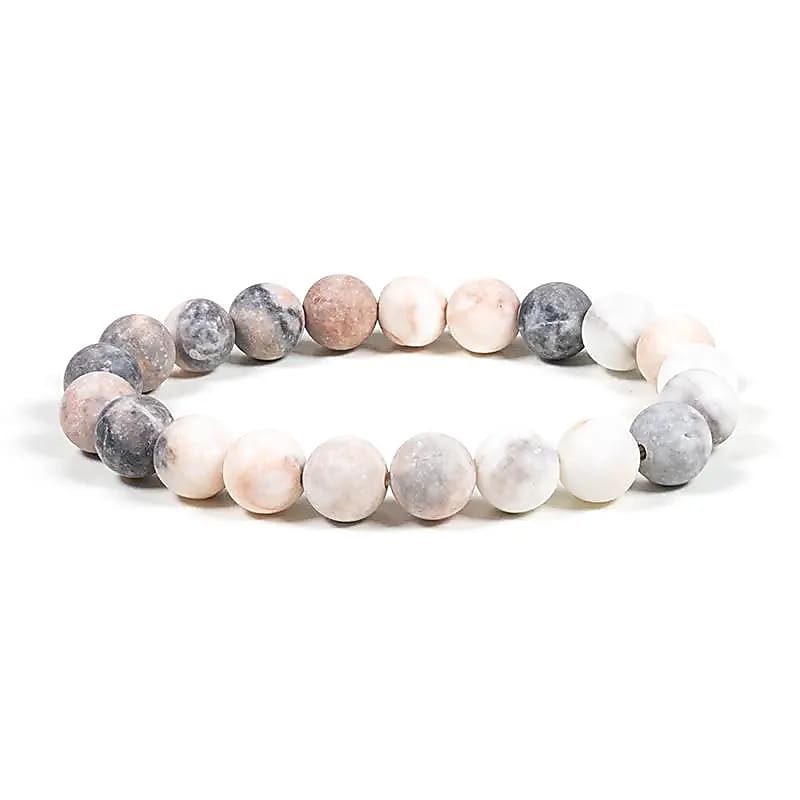 Mala/armband roze zebra jaspis elastisch Loopt uit