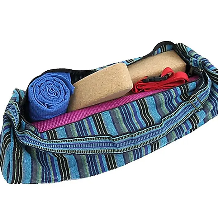 Yogamattas blauw gestreept 67x24 cm.