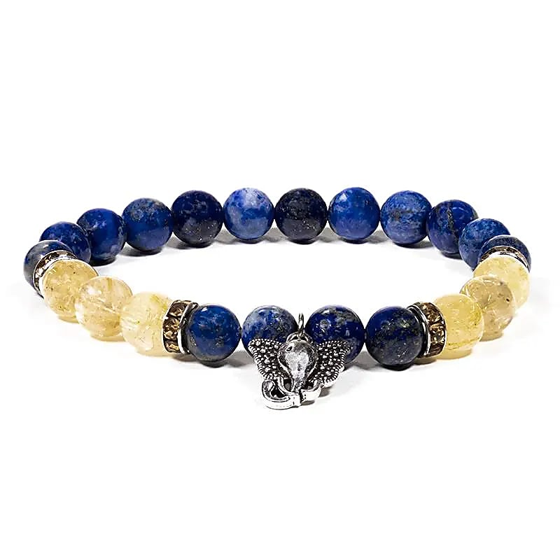12606 AB-S61 Mala/armband lapis lazuli/rutielkwarts met ganesha