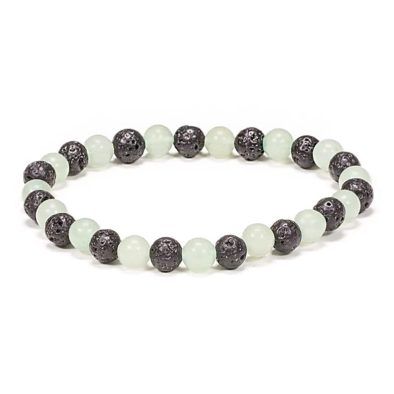 AB-S16 Aventurijn/Lavasteen Armband ronde kraal