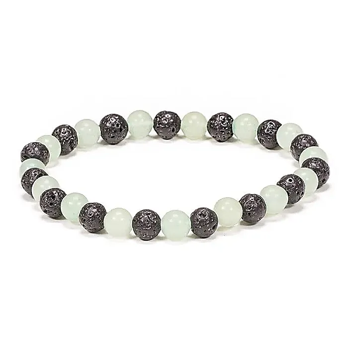 AB-S16 Aventurijn/Lavasteen Armband ronde kraal