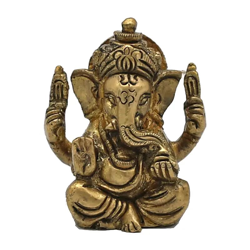 Ganesha messing minibeeldje -- 120 g; 5 cm