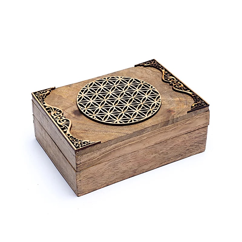Tarotdoos Flower of Life mangohout
