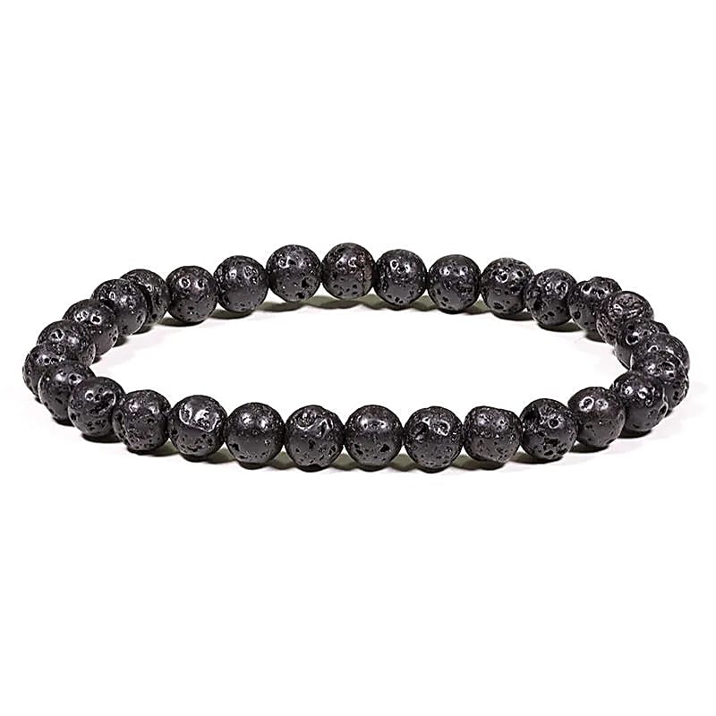 6010 AB-S34 Lavasteen klein Armband ronde kraal
