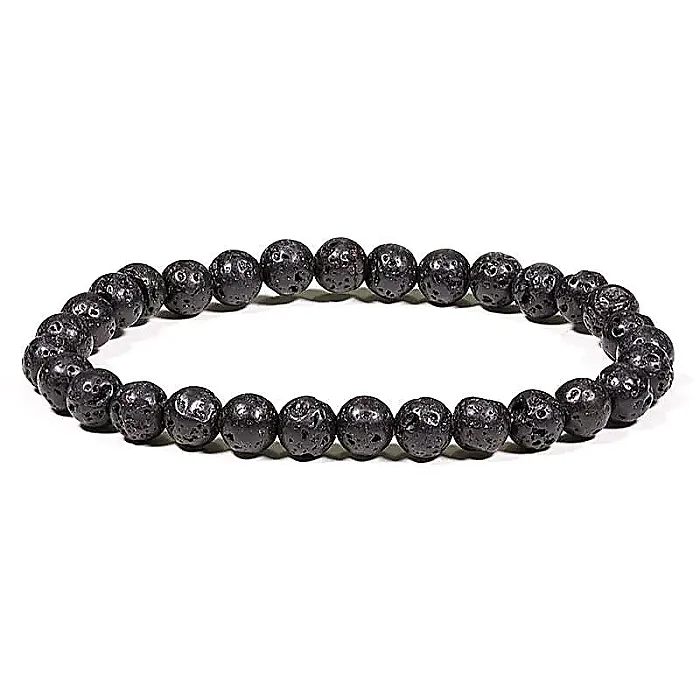 6010 AB-S34 Lavasteen klein Armband ronde kraal