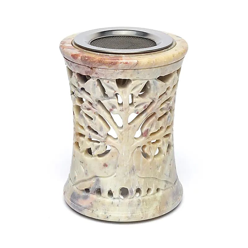 - Olie- en wierook brander zeepsteen levensboom
