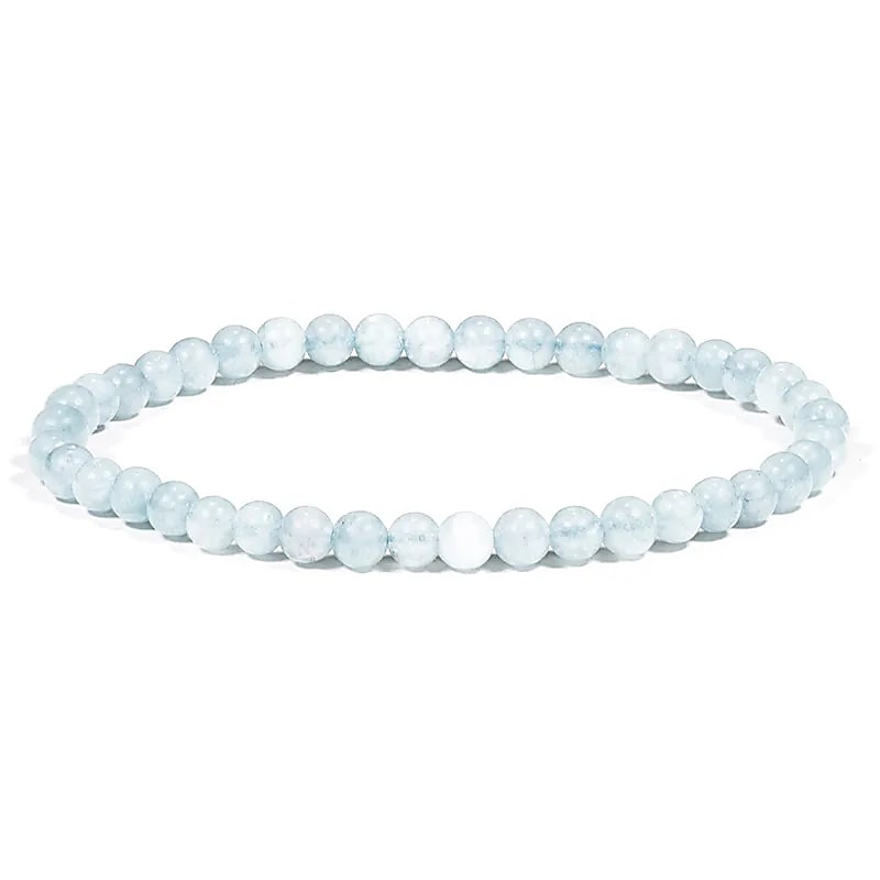 AB-S6 Aquamarijn Armband ronde kraal