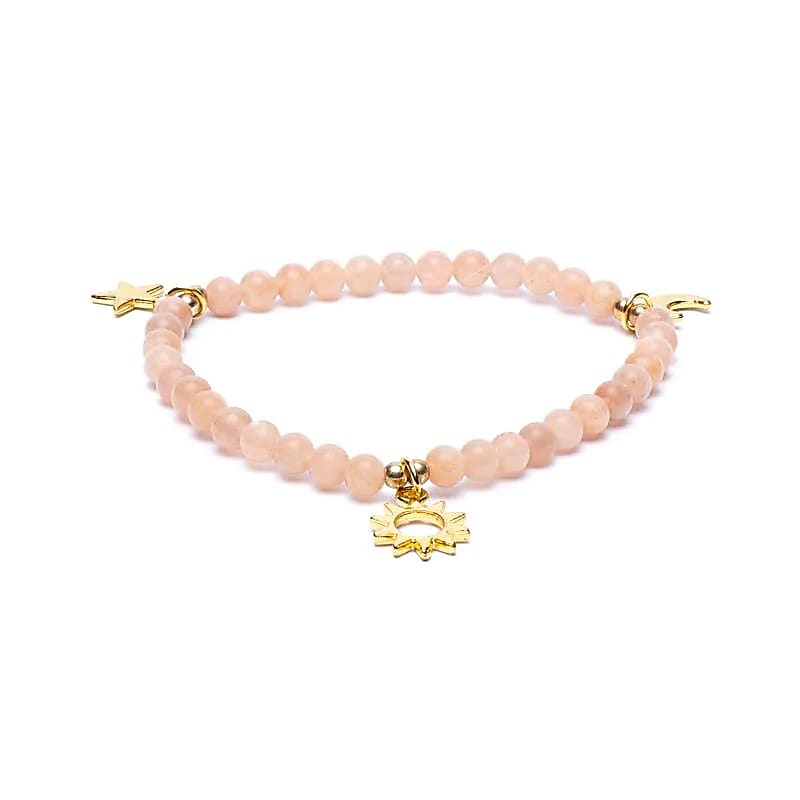 12548 AB-S57 -Armband zonnesteen elastisch met sterren/maan/zon