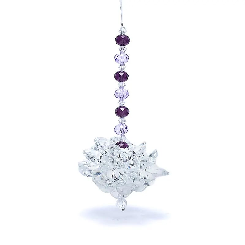 (RK-E10) Feng Shui kristalglas lotus met paarse ketting
