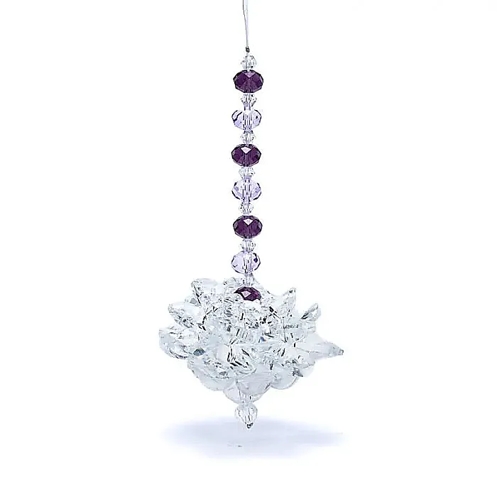 (RK-E10) Feng Shui kristalglas lotus met paarse ketting