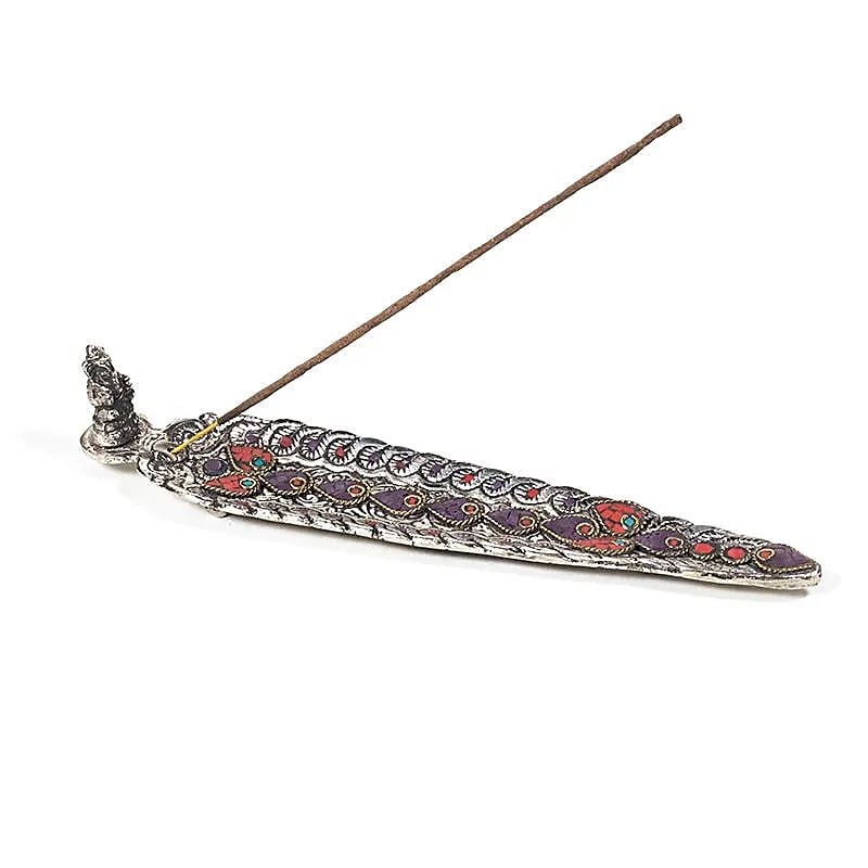 Wierookbrander Ganesha bladvorm gekleurd -- 22x4.5x3cm;65gr