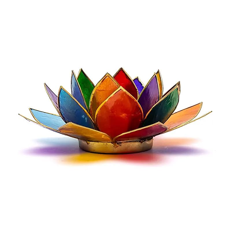 Lotus (19) sfeerlicht 7 Chakra's goudrand