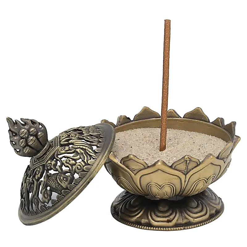 Wierookbrander Lotus bronskleurig -- 7.8x6.9x6.9 cm