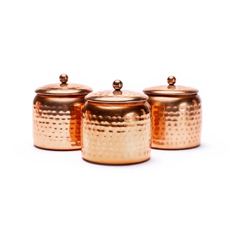 Ayurveda 3 geurkaarsen koper met deksel