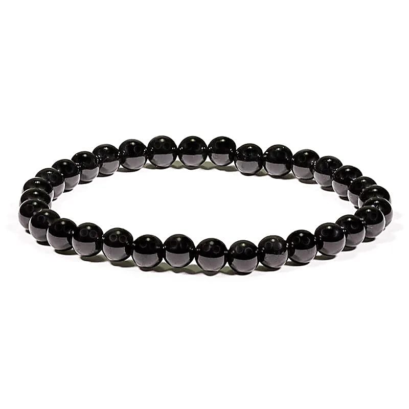 AB-S21 Zwarte Toermalijn Armband ronde kraal