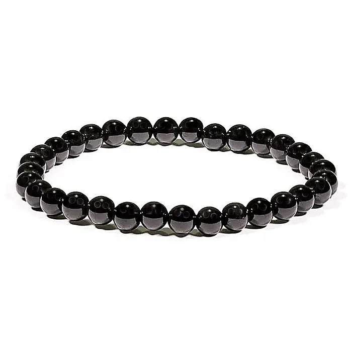 AB-S21 Zwarte Toermalijn Armband ronde kraal