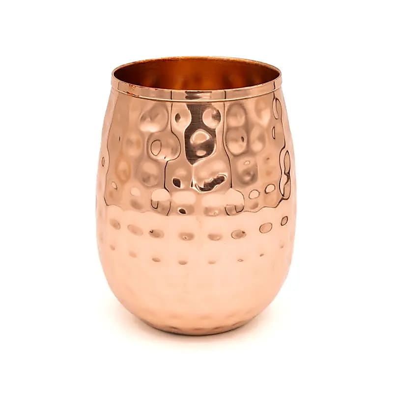 Koperen drinkbeker gehamerd 350ml.