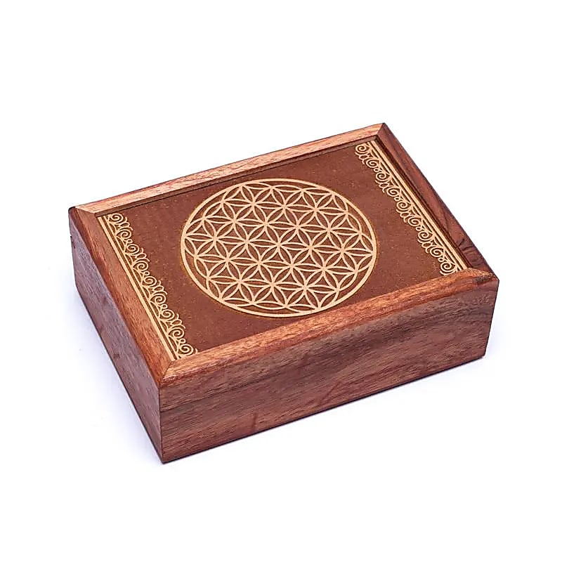 Tarotdoos flower of life gegraveerd