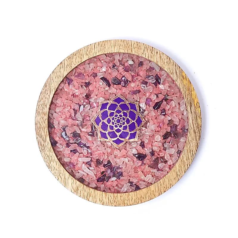 6291 Oplaadplaat Lotus, rozenkwarts & amethist