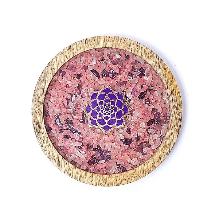 6291 Oplaadplaat Lotus, rozenkwarts & amethist