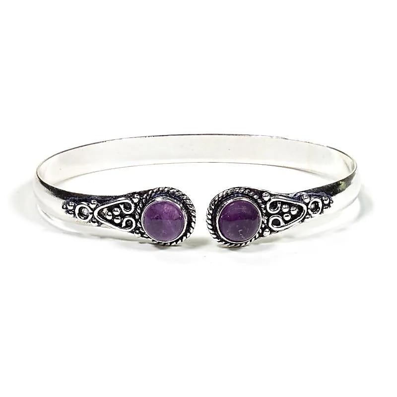 India armband Amethist zilverkleur