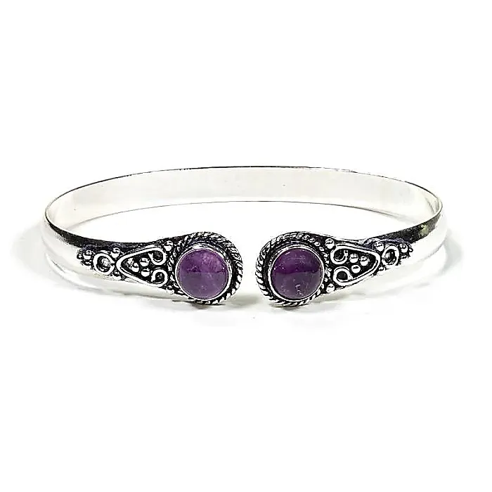 India armband Amethist zilverkleur