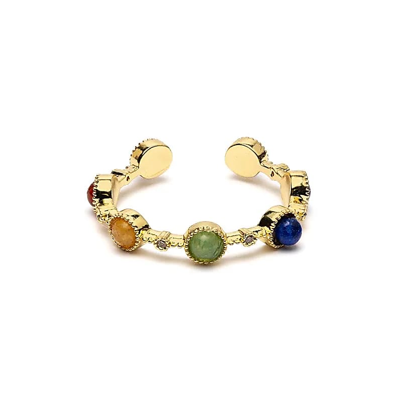 12595 Open ring met 7 chakra-stenen