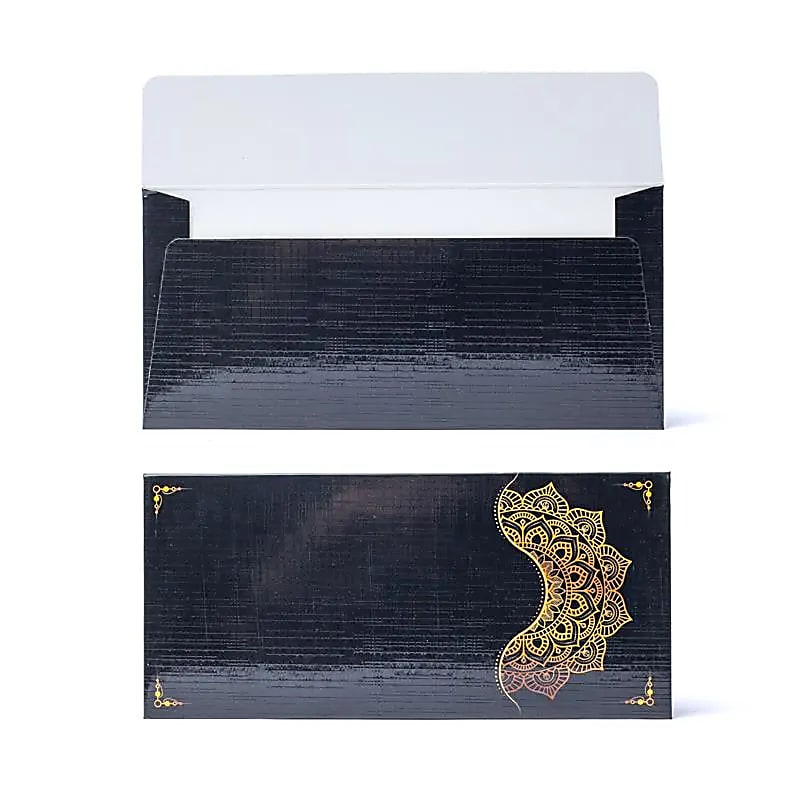 Cadeaukaart envelop zwart gouden mandala bloem
