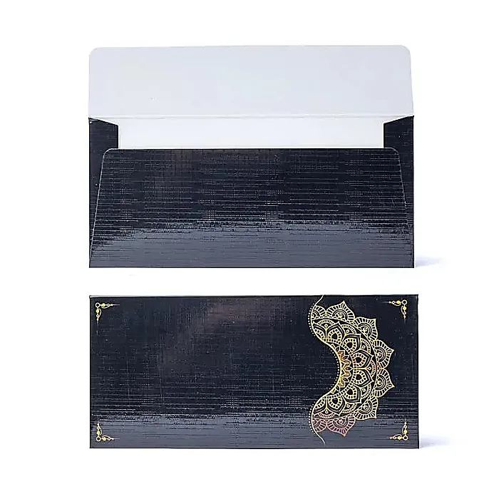Cadeaukaart envelop zwart gouden mandala bloem