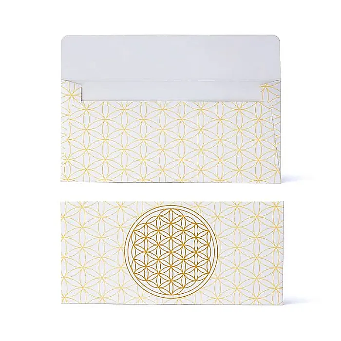 Cadeaukaart envelop wit gouden levensbloem