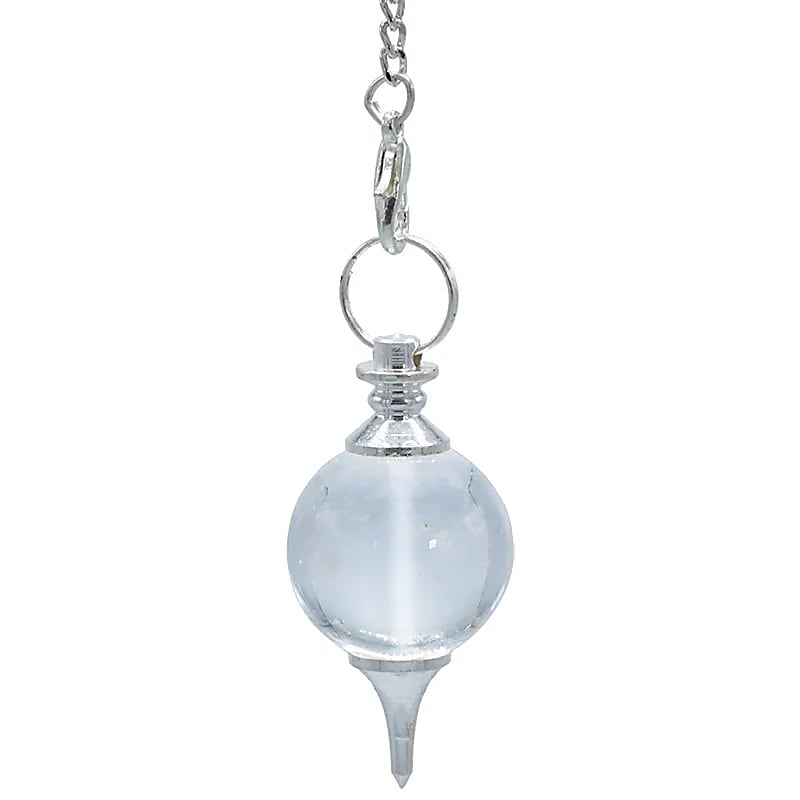 P40 Pendel Bergkristal bol zilverkleur ketting