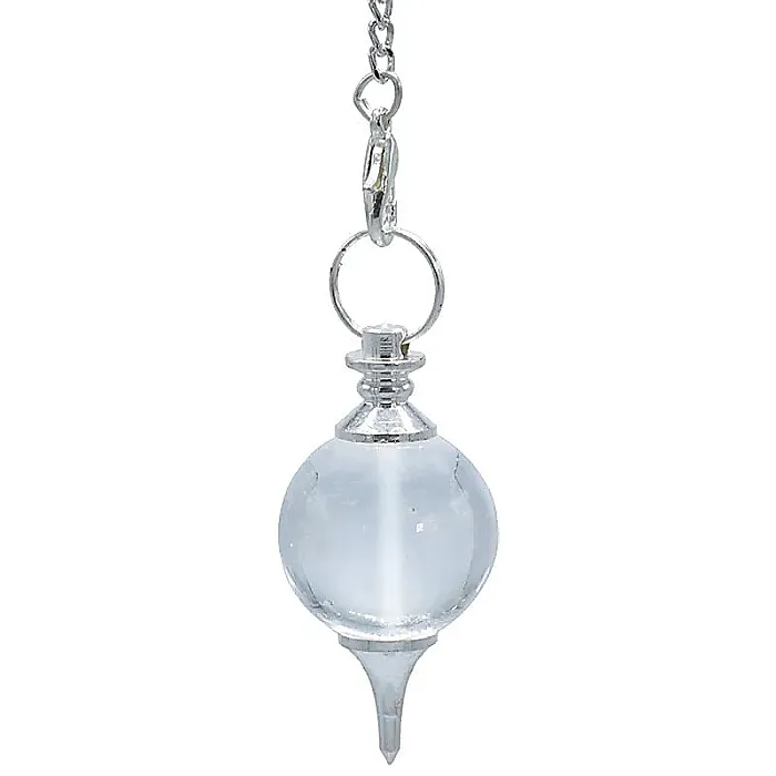 P40 Pendel Bergkristal bol zilverkleur ketting
