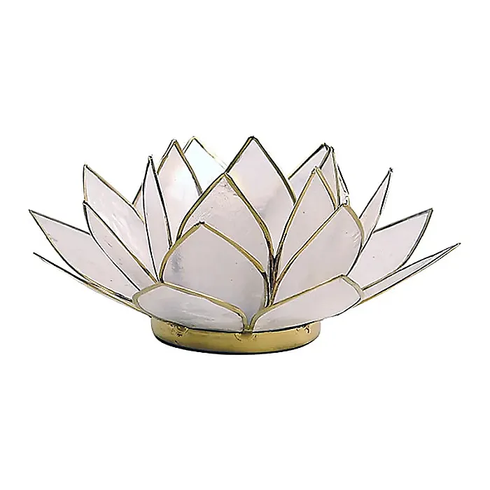 Lotus sfeerlicht (3)naturel goudrand -- 13.5 cm