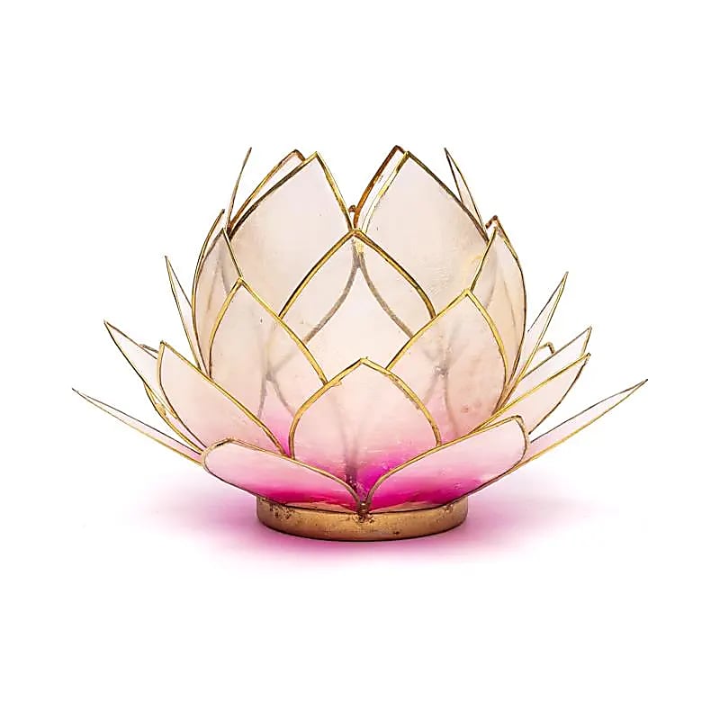 Lotus sfeerlicht roze/lichtroze goudrand groot -- 15x15 cm